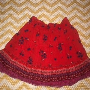 orange floral flowy skirt